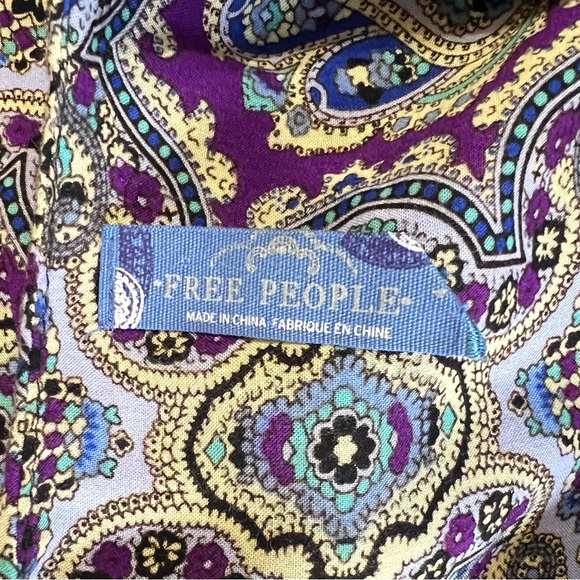Free People Paisley In Tiers Boho Mini Dress XS Multicolor Festival Coachella - Picture 7 of 9